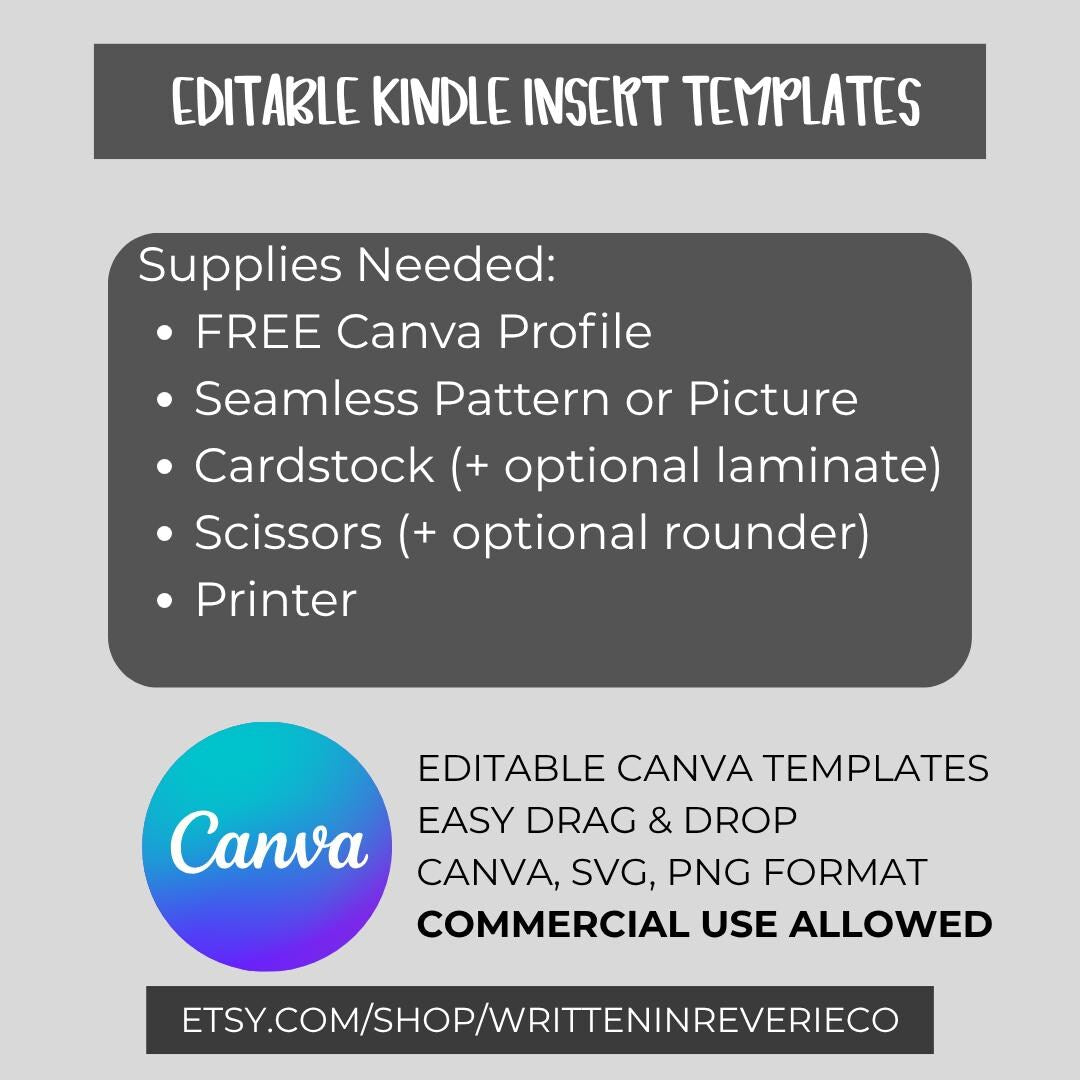 Kindle Insert Templates: Customizable Canva Designs (Digital Download)