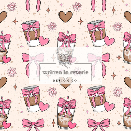 Pink Coquette Bow Iced Coffee Seamless