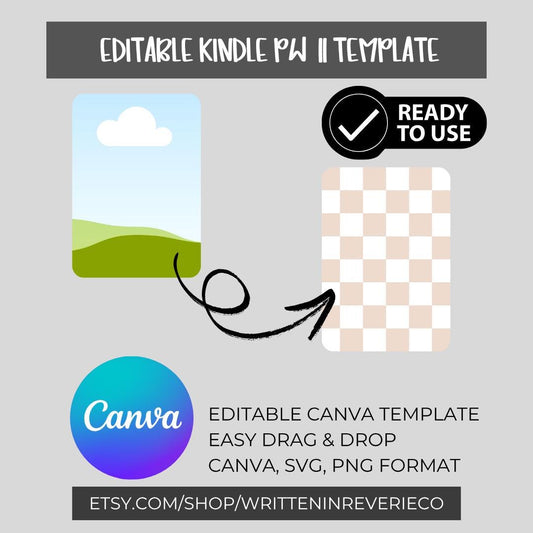Kindle Paperwhite 11th Gen Insert Template | Digital Download | Canva Template