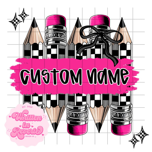 Custom Checkered Pencils Name PNG