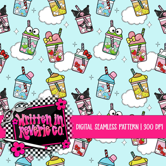 Kawaii Kitty Friends Boba Seamless