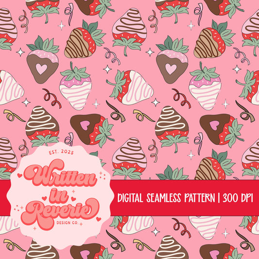 Valentine's Day Chocolate Covered Strawberries Seamless