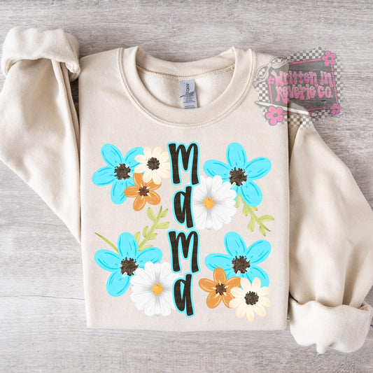Spring Floral Mama PNG (blue)