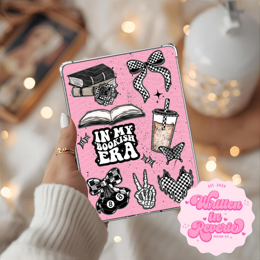Checkered Bookish Sticker Collage Insert | Digital Printable Kindle Insert | Multiple Sizes Available!