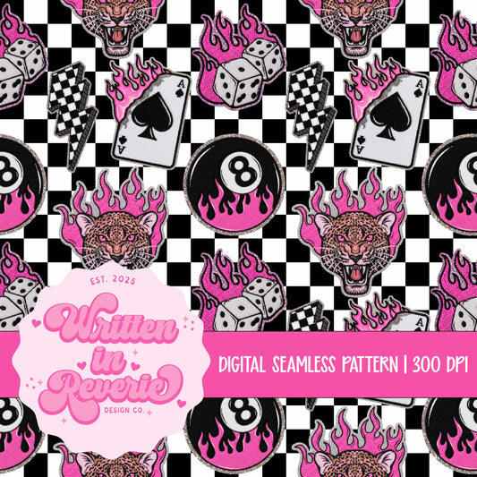 Checkered Trendy Chenille Patches Seamless (pink)