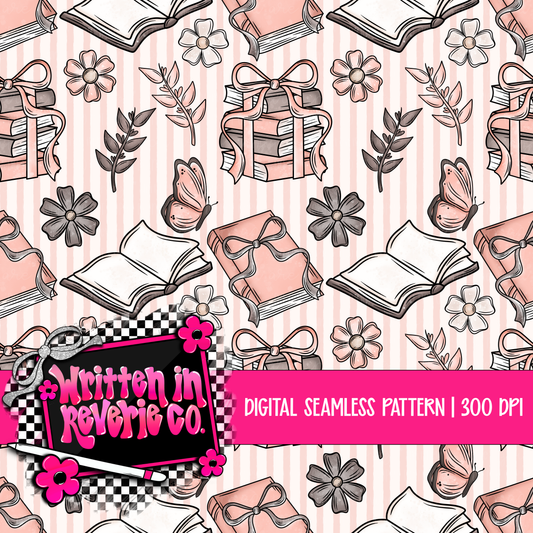 Blush Striped Books Seamless