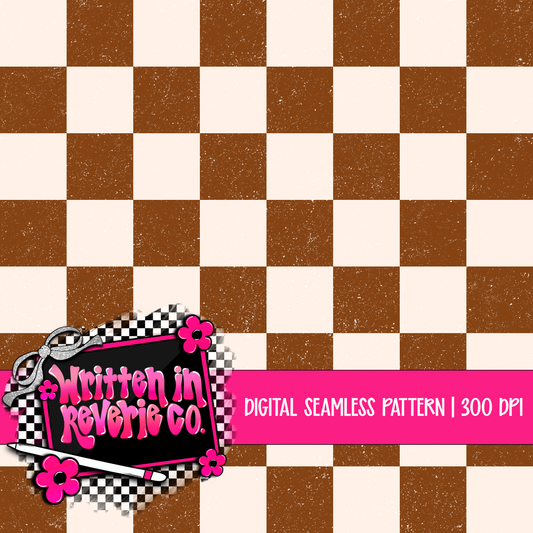 Distressed Brown Checkered Seamless Coord