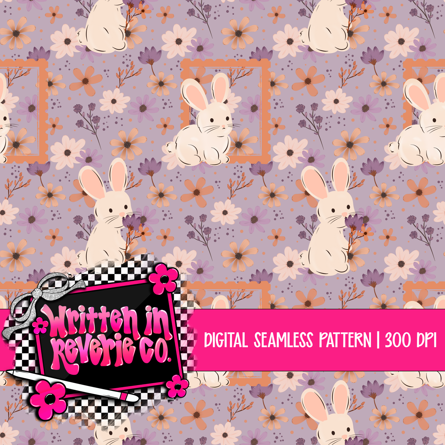 Floral Easter Bunnies Seamless