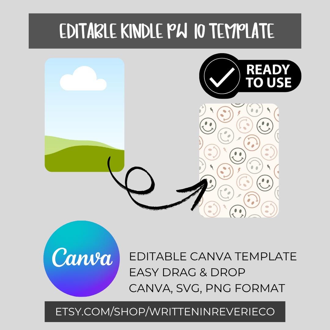 Kindle Paperwhite 10th Gen Insert Template | Digital Download | Canva Template